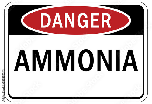 Ammonia warning chemical sign and labels