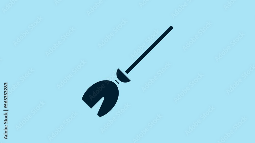 Blue Witches broom icon isolated on blue background. Happy Halloween party. 4K Video motion graphic animation Blue Witches broom icon isolated on blue background. Happy Halloween party. 4K Video motion graphic animation