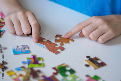 the child collects puzzles