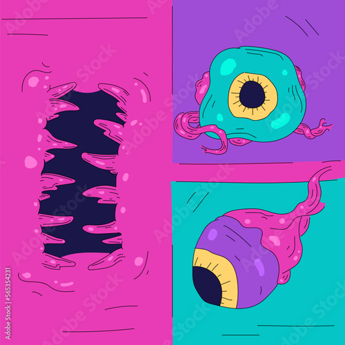 Colorful monster graffiti vector. great for backgrounds, wallpapers and screen printing.	