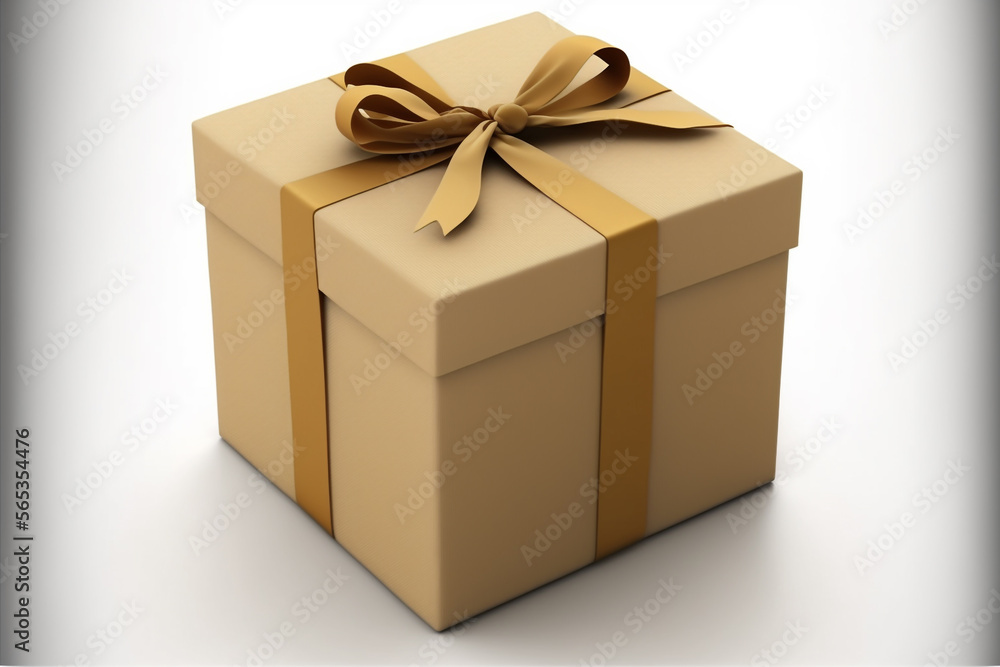 Present gift box with ribbon and bow illustration Present gift box with ribbon and bow illustration
