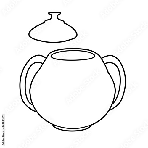 vector illustration of a pot with a lid. hollow pot for food and spices. worked in Adobe Illustrator
