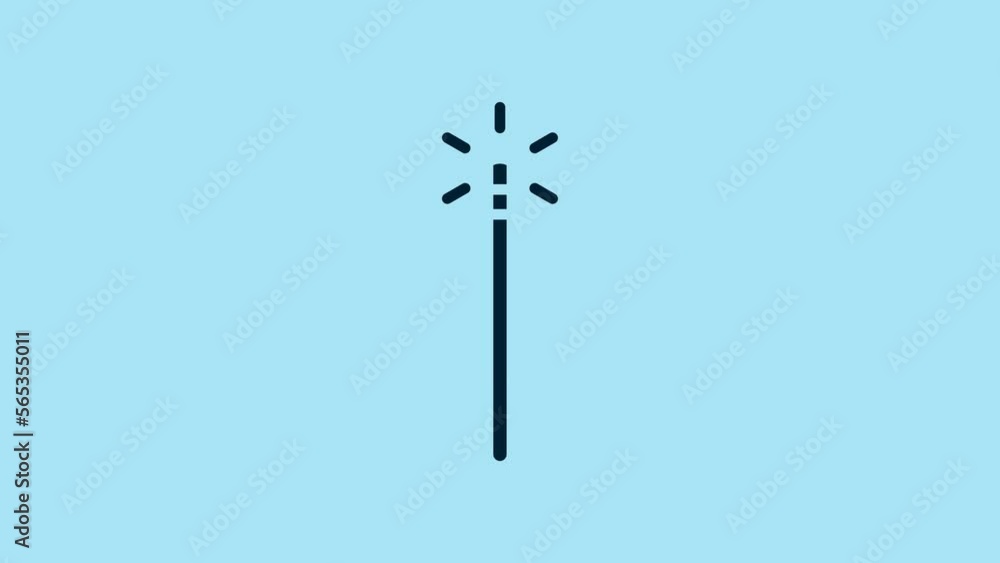 Blue Magic wand icon isolated on blue background. Star shape magic accessory. Magical power. 4K Video motion graphic animation Blue Magic wand icon isolated on blue background. Star shape magic accessory. Magical power. 4K Video motion graphic animation