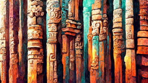 mayan style promptmayan style wood illustration Generative AI Content by Midjourney