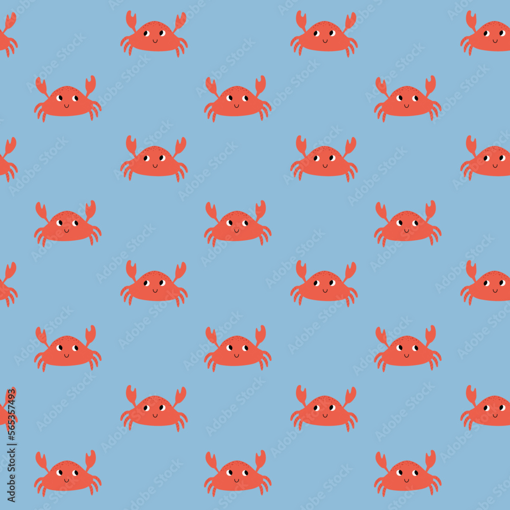 Vector seamless pattern with crab.Underwater cartoon creatures.Marine background.Cute ocean pattern for fabric, childrens clothing,textiles,wrapping paper Vector seamless pattern with crab.Underwater cartoon creatures.Marine background.Cute ocean pattern for fabric, childrens clothing,textiles,wrapping paper
