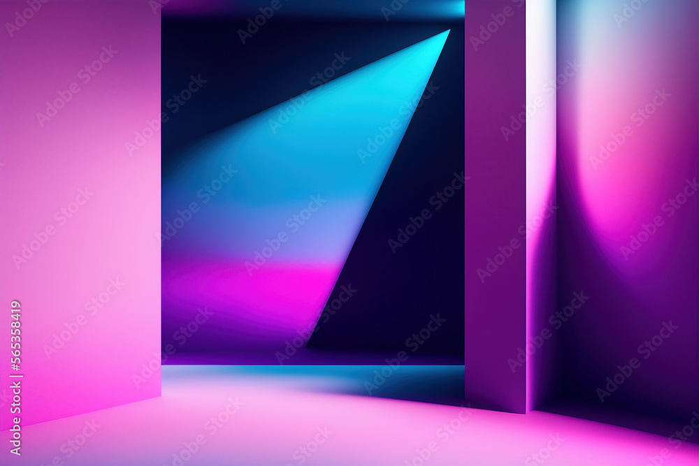 neon background with colorful fog disco  studio stage room