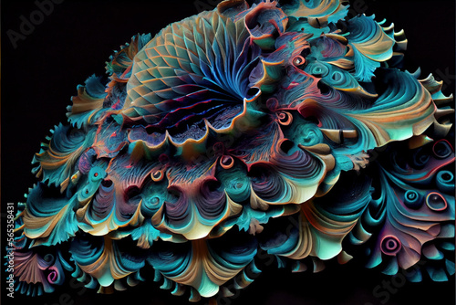 3D geometric figures  parametric patterns  seamless  kaleidoscope  created with Generative AI technology