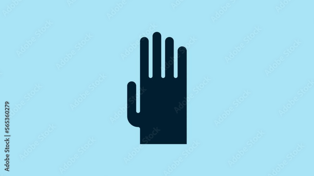 Blue Rubber gloves icon isolated on blue background. Latex hand protection sign. Housework cleaning equipment symbol. 4K Video motion graphic animation Blue Rubber gloves icon isolated on blue background. Latex hand protection sign. Housework cleaning equipment symbol. 4K Video motion graphic animation