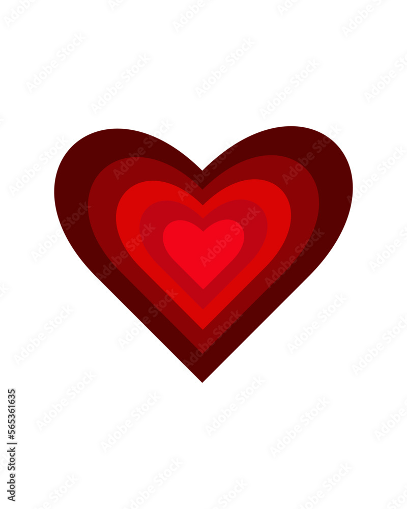 Striped red heart. Heart vector illustration