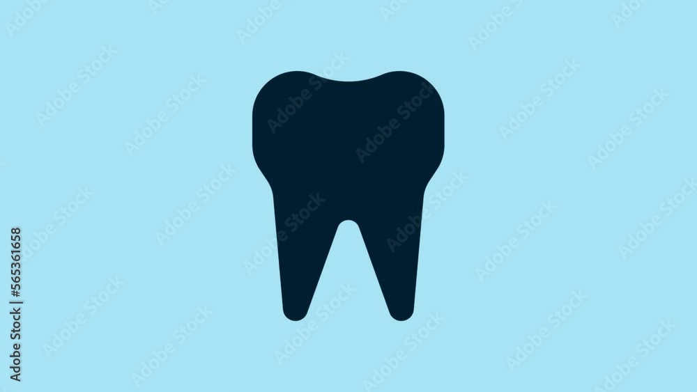 Blue Tooth icon isolated on blue background. Tooth symbol for dentistry clinic or dentist medical center and toothpaste package. 4K Video motion graphic animation Blue Tooth icon isolated on blue background. Tooth symbol for dentistry clinic or dentist medical center and toothpaste package. 4K Video motion graphic animation