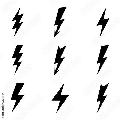 Lightning set. Black Lightning or Thunderbolt Collection