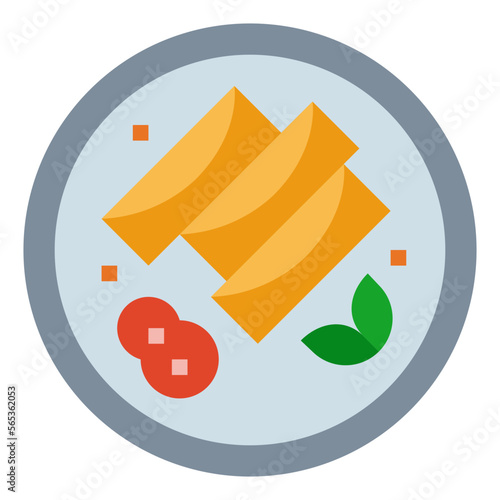 spring rolls flat icon style