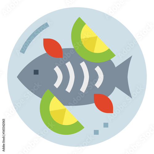 steamed fish flat icon style