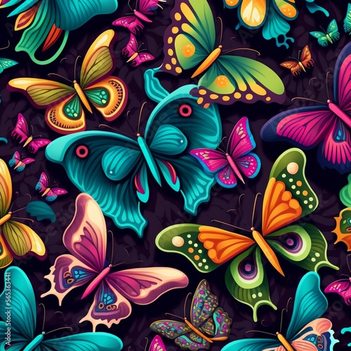 Generative AI technology  colorful beautiful butterfly pattern