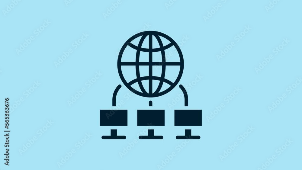 Blue Computer network icon isolated on blue background. Laptop network. Internet connection. 4K Video motion graphic animation Blue Computer network icon isolated on blue background. Laptop network. Internet connection. 4K Video motion graphic animation