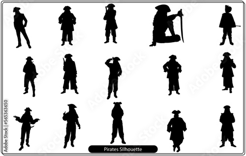 Obraz na płótnie Beautiful Pirates silhouette
 Vector Bundle.