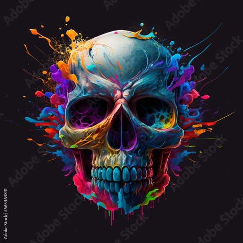 Generative AI technology, colorful skull