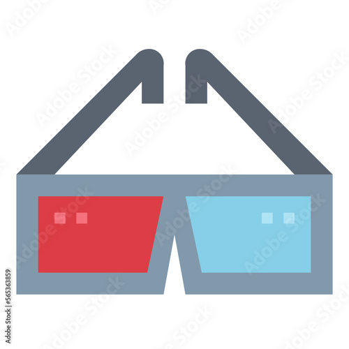 3d glasses flat icon style