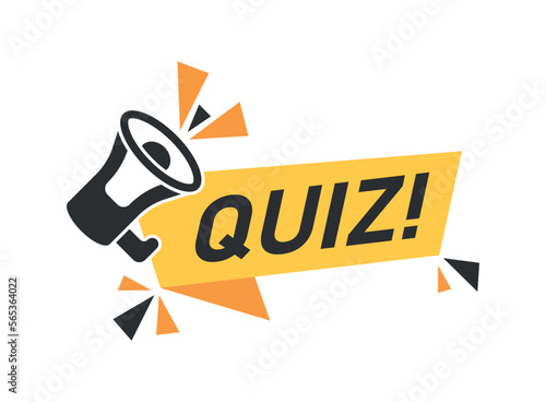 Megaphone with quiz speech bubble icon in flat style. Questionnaire