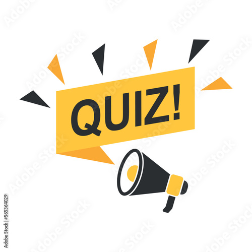 Megaphone with quiz speech bubble icon in flat style. Questionnaire