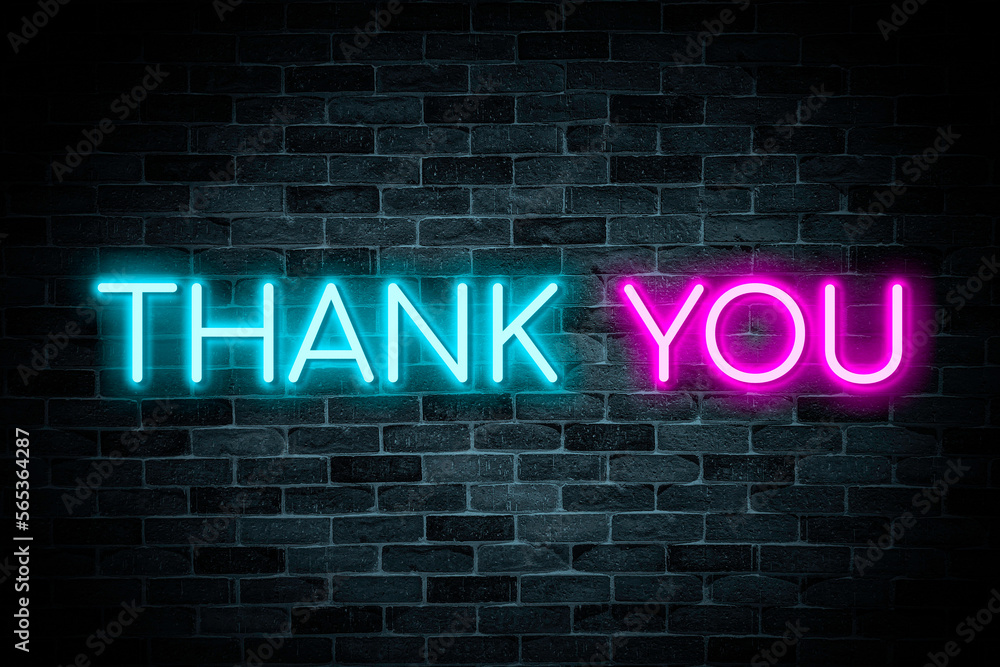 Thank You neon banner on brick wall background. Thank You neon banner on brick wall background.