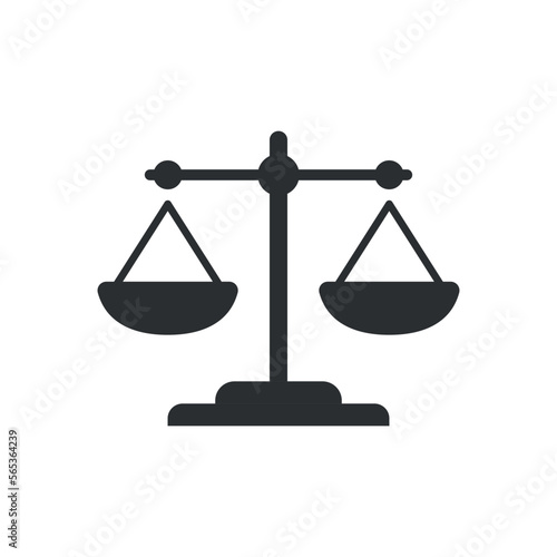 Scale icon in flat style. Weight balance vector illustration on isolated background. Equilibrium comparison sign business concept.