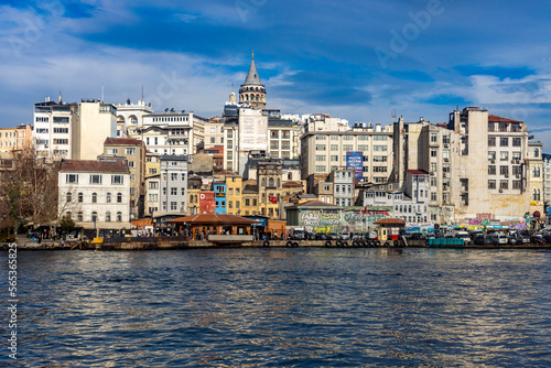 Istanbul, Turkey January 22, 2023 The ferry terminal near the Galata Bridge for travelers on the Golden Horn.