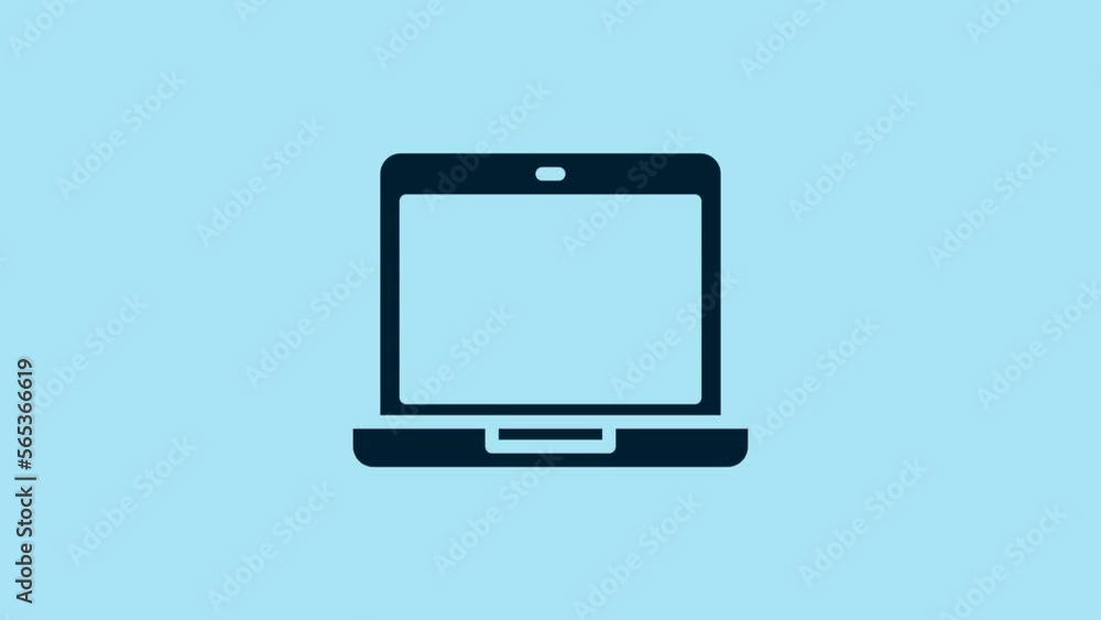 Blue Laptop icon isolated on blue background. Computer notebook with empty screen sign. 4K Video motion graphic animation Blue Laptop icon isolated on blue background. Computer notebook with empty screen sign. 4K Video motion graphic animation