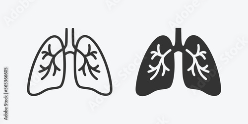 Lungs vector icon. Black medical icon. Human organ, lungs, anatomy vector illustration. 