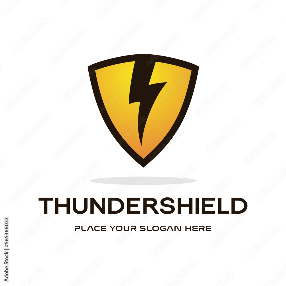 Thunder Shield vector logo template. This graphic suitable for electric business. Thunder Shield vector logo template. This graphic suitable for electric business.