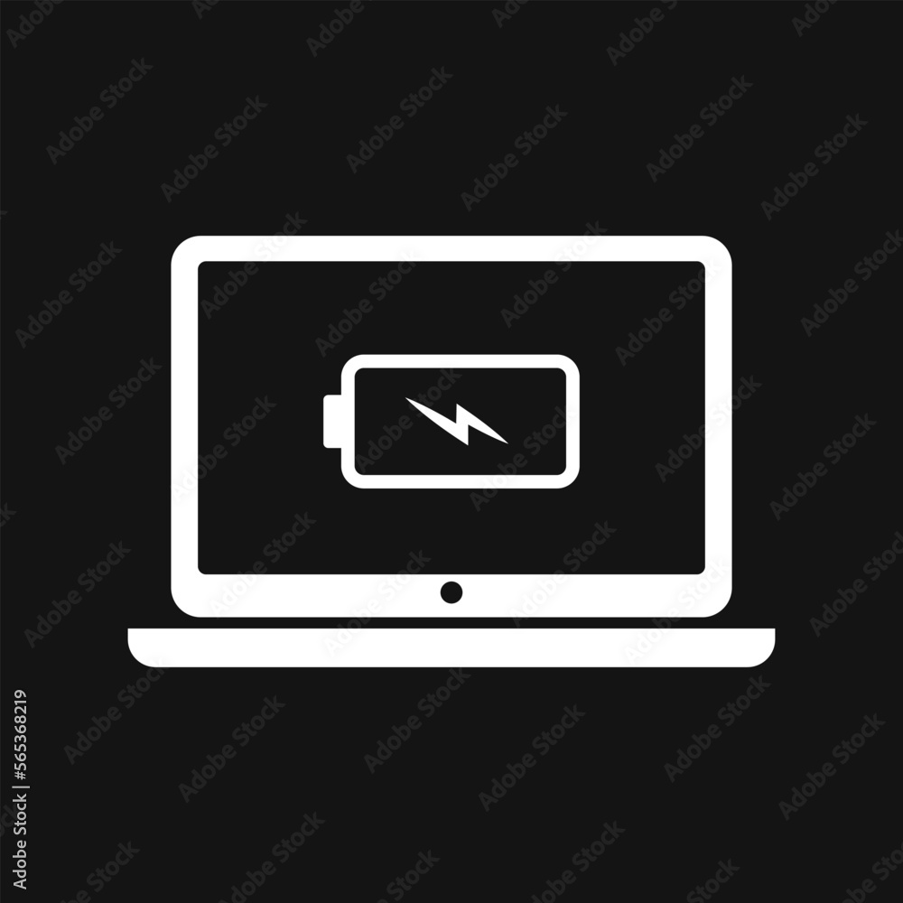 Laptop charging icon label sign design vector