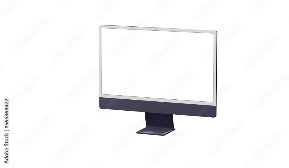 Realistic 3D Computer, with a white screen, isolated on a background ...