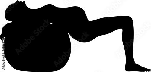 silhouette art of yoga poses prenatal pilates gym boll for pregnant women,vector illustration