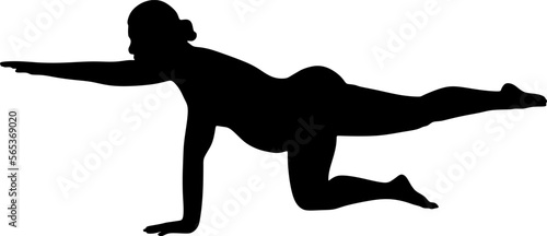 silhouette art of yoga poses prenatal pilates gym boll for pregnant women,vector illustration