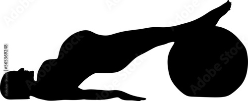 silhouette art of yoga poses prenatal pilates gym boll for pregnant women,vector illustration