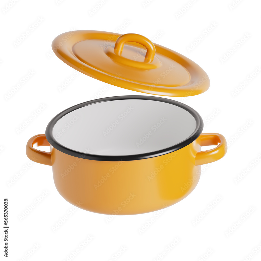 Cooking pot with open lid. Isolated on transparent background 3d render - obrazy, fototapety, plakaty 