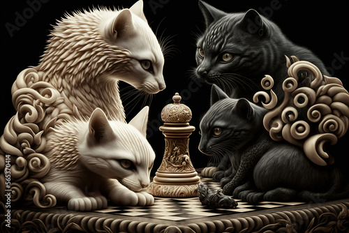 Cat chessboard, Generative AI, Art