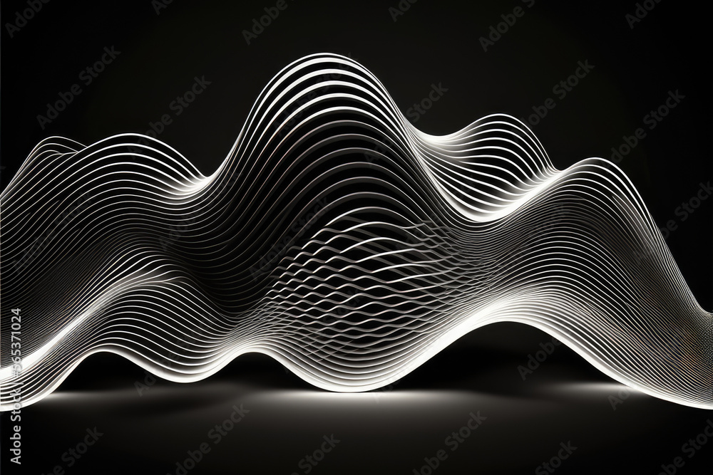 3D vector organic shapes waves flow white lines in a black abstact background used for technology, progress, evolution, artificial intelligence, mixed reality.
Generated by generative AI.