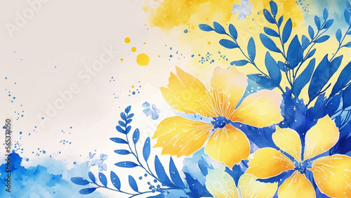 Beautiful abstract watercolor colorful flower design. Watercolor floral seamless pattern with colorful wildflowers, leaves. Colorful spring flower background with watercolor.