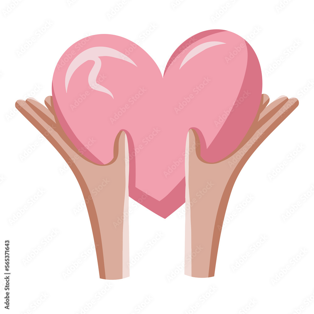 Two hands holding a pink heart isolated on transparent background. Valentine's Day icon. Two hands holding a pink heart isolated on transparent background. Valentine's Day icon.