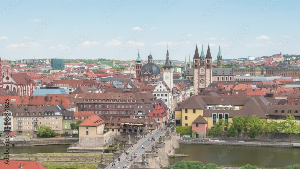 Wurzburg (Würzburg) Germany time lapse 4K, city skyline timelapse at Alte Old Main Bridge and Main River the Town on Romantic Road of Germany Wurzburg (Würzburg) Germany time lapse 4K, city skyline timelapse at Alte Old Main Bridge and Main River the Town on Romantic Road of Germany