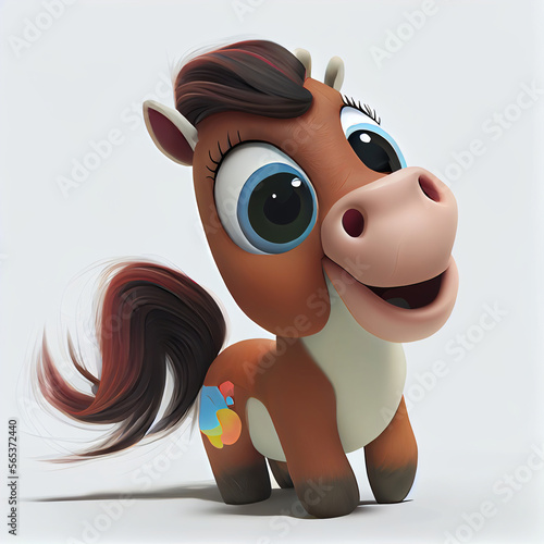 Cute happy Pony created with Generative AI technology + 3d Character 