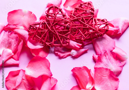 Pink background, Valentine's Day. Various color sets.