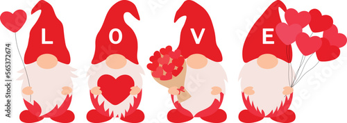 Valentine's day Gnome vector illustration