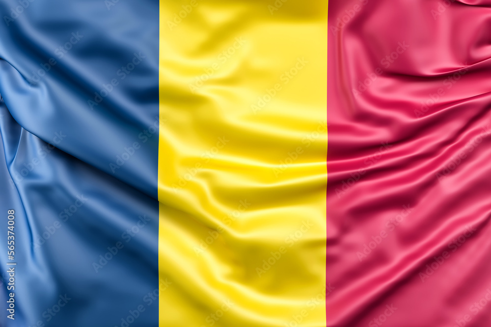 Ruffled Flag of Chad. 3D Rendering Ruffled Flag of Chad. 3D Rendering