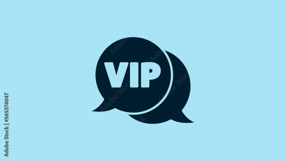 Blue Vip in speech bubble icon isolated on blue background. 4K Video motion graphic animation Blue Vip in speech bubble icon isolated on blue background. 4K Video motion graphic animation