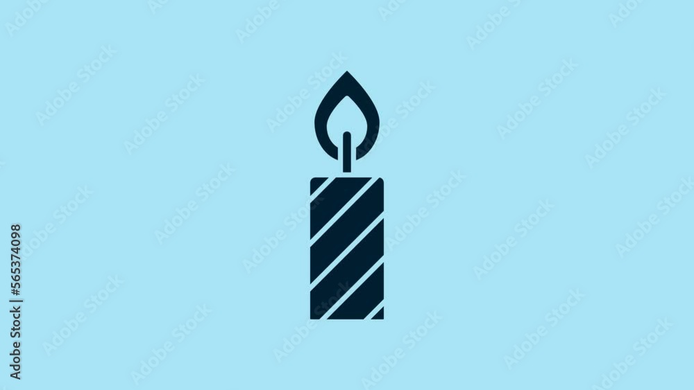 Blue Birthday cake candles icon isolated on blue background. 4K Video motion graphic animation Blue Birthday cake candles icon isolated on blue background. 4K Video motion graphic animation
