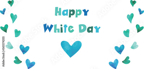 水彩風　ハートで飾ったホワイトデーロゴ