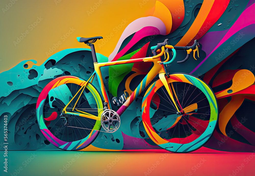 Fototapeta premium graphic of colorful racing bike created with Generative AI technology