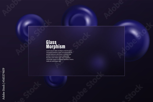 Glassmorphism concept with 3d geometric shapes. Frosted glass effect. Illustration on blurred gradient vector background.